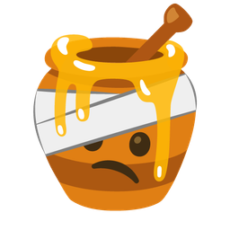 face with head-bandage and honey pot