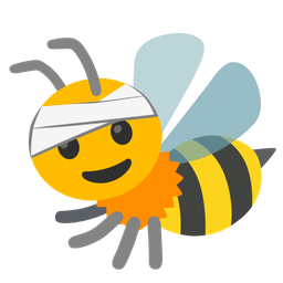 face with head-bandage and honeybee