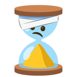 face with head-bandage and hourglass done