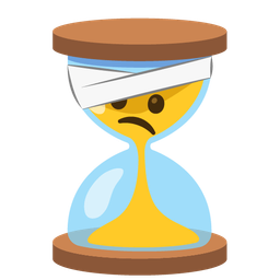 face with head-bandage and hourglass not done