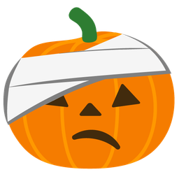 face with head-bandage and jack-o-lantern