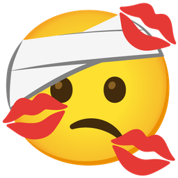 face with head-bandage and kiss mark