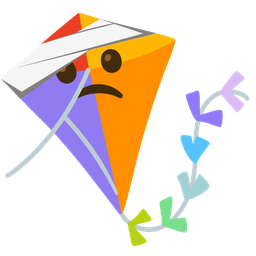 face with head-bandage and kite