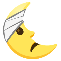 face with head-bandage and last quarter moon face