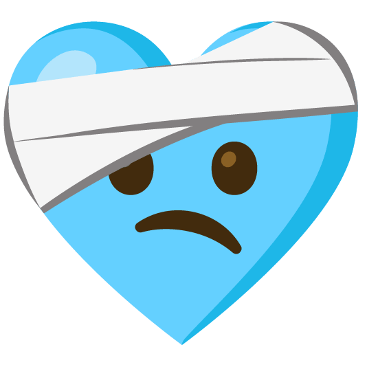 Face with head-bandage and Light blue heart