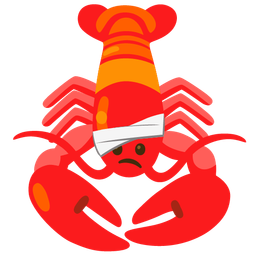 face with head-bandage and lobster