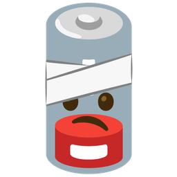 face with head-bandage and low battery