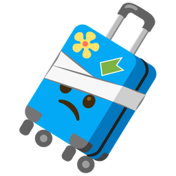 face with head-bandage and luggage