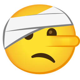 face with head-bandage and lying face