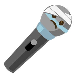 face with head-bandage and microphone