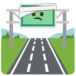 face with head-bandage and motorway