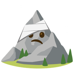 face with head-bandage and mountain