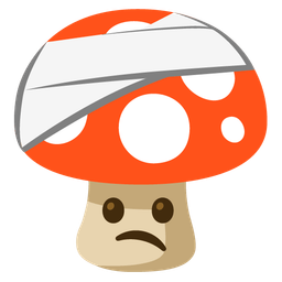 face with head-bandage and mushroom