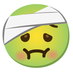 face with head-bandage and nauseated face