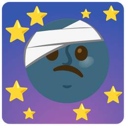 face with head-bandage and new moon face