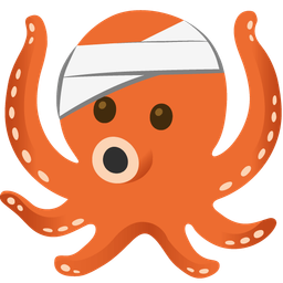 face with head-bandage and octopus