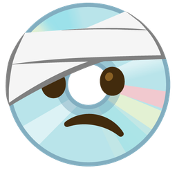 face with head-bandage and optical disk