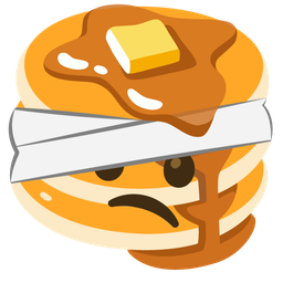 face with head-bandage and pancakes