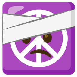 face with head-bandage and peace symbol
