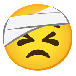 face with head-bandage and persevering face