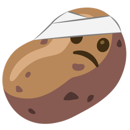 face with head-bandage and potato