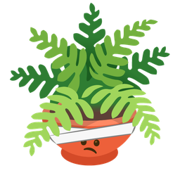 face with head-bandage and potted plant