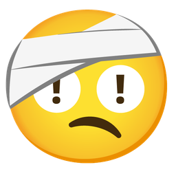 face with head-bandage and red exclamation mark