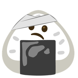 face with head-bandage and rice ball