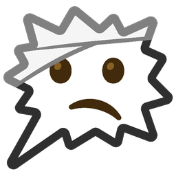 face with head-bandage and right anger bubble