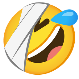 Face with head-bandage and Rolling on the floor laughing