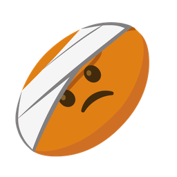 face with head-bandage and rugby football