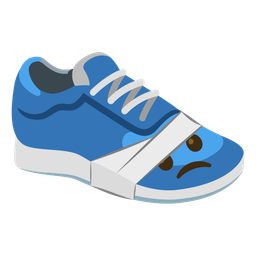 face with head-bandage and running shoe