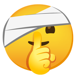 face with head-bandage and shushing face