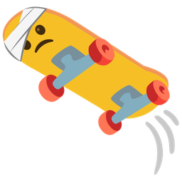 face with head-bandage and skateboard