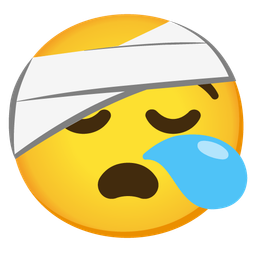 face with head-bandage and sleepy face