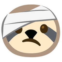 face with head-bandage and sloth