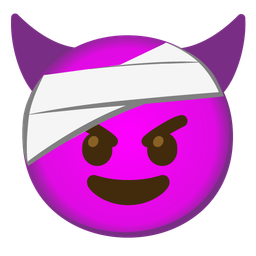 face with head-bandage and smiling face with horns