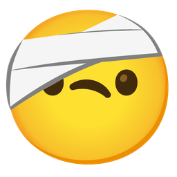 Face with head-bandage and Smiling face with smiling eyes