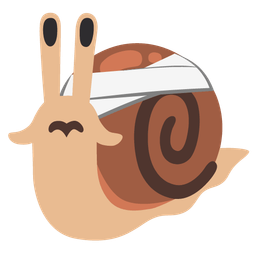 face with head-bandage and snail