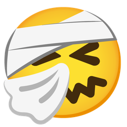 face with head-bandage and sneezing face