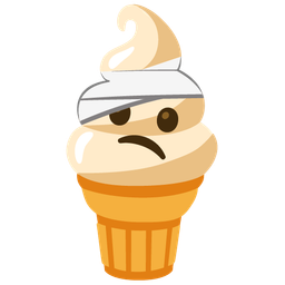 face with head-bandage and soft ice cream