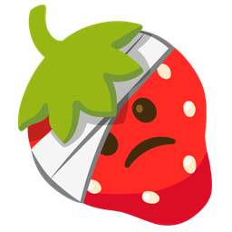 face with head-bandage and strawberry