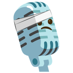 face with head-bandage and studio microphone