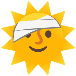 face with head-bandage and sun with face