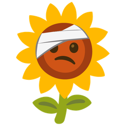 face with head-bandage and sunflower
