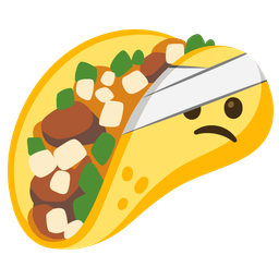 face with head-bandage and taco