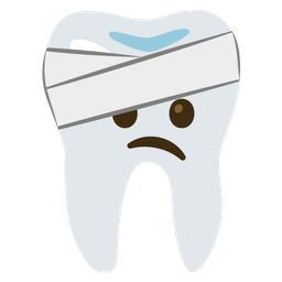 face with head-bandage and tooth