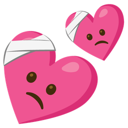 face with head-bandage and two hearts