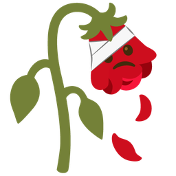 face with head-bandage and wilted flower