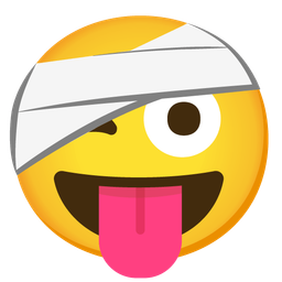 Face with head-bandage and Winking face with tongue